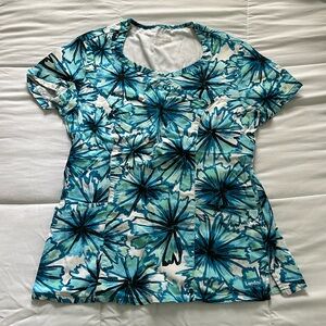 S Landau Floral Scrub Top
